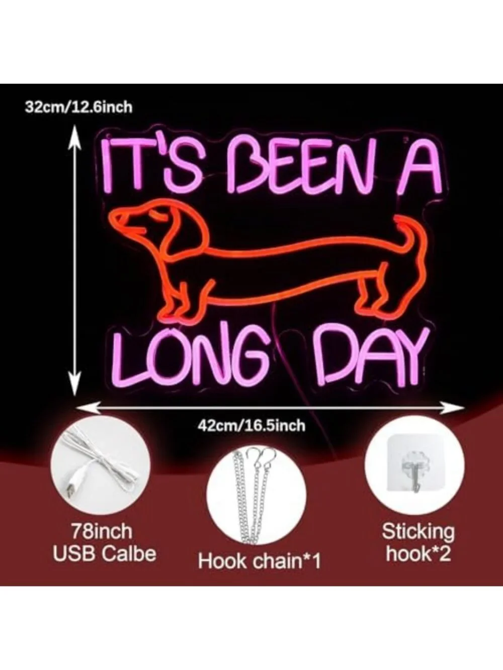 Dimmable Pink Dachshund Neon Wall Sign - LED Light Decor for Dog Lovers, Parties